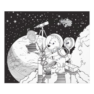 Coloring space with an astronaut puppy photo print