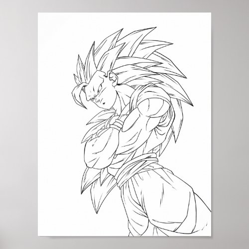 Coloring Super Saiyan 3 Goku Art Poster