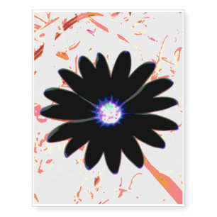 Colorized Black Daisy on Orange Yellow and White Temporary Tattoos