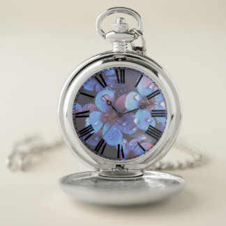 Colorized Flowers Pocket Watch