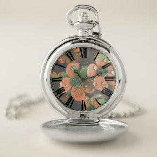 Colorized Flowers Pocket Watch
