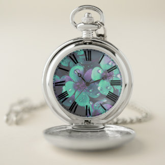 Colorized Flowers Pocket Watch