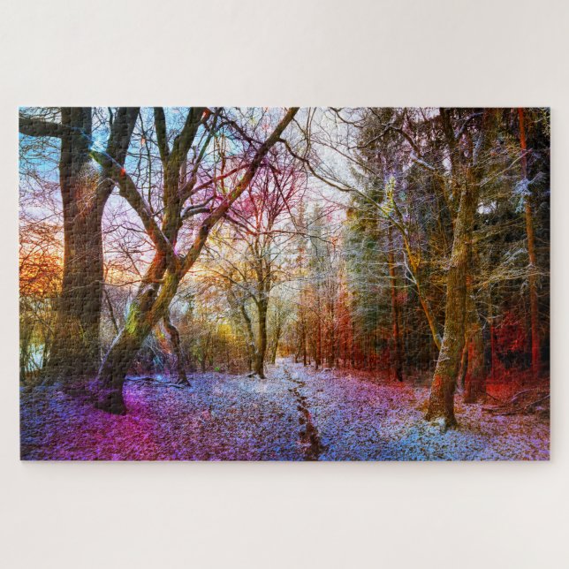 Colorized Forest Winter Landscape Jigsaw Puzzle (Horizontal)