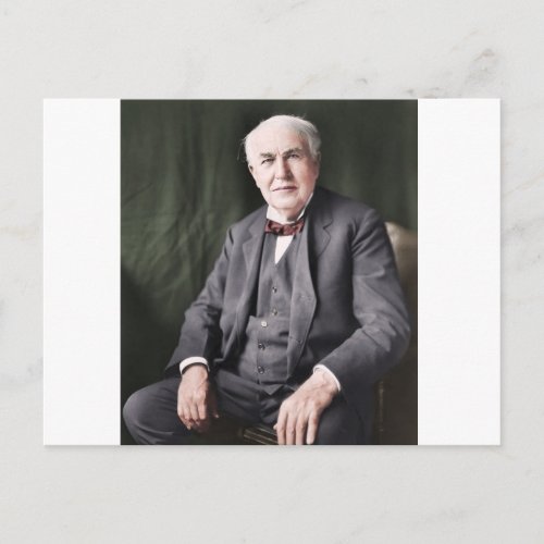 Colorized image of Thomas Edison Postcard