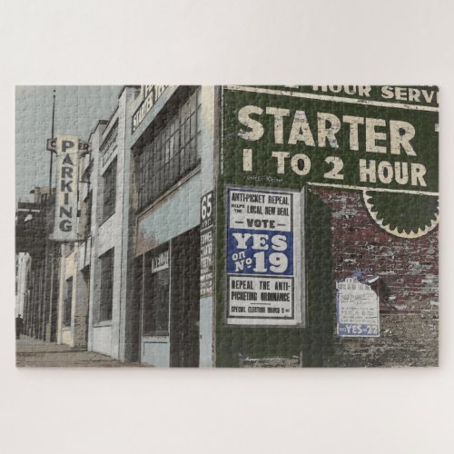 Colorized Photo 1930s Vintage City Street Corner Jigsaw Puzzle