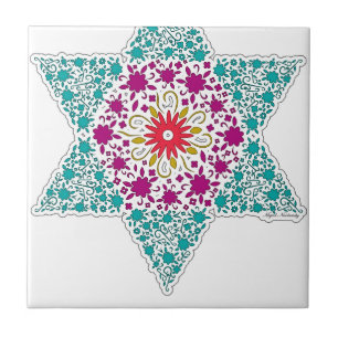 Colorized Star of David Seal design in Jerusalem Tile