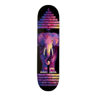 Colorized Three Headed Elephant Art Skateboard