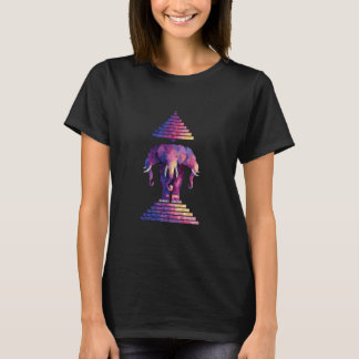 Colorized Three Headed Elephant Art T-Shirt
