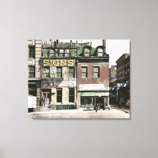 Colorized Vintage 1930's City Street Corner Scene Canvas Print