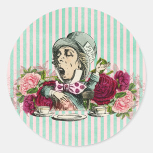 Colorized Vintage Wonderland Mad Hatter Classic Round Sticker