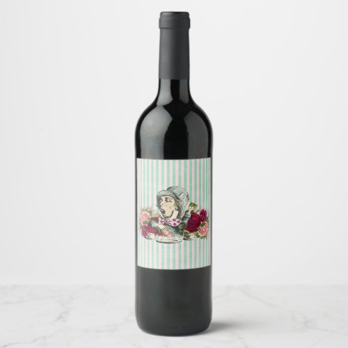 Colorized Vintage Wonderland Mad Hatter Wine Label