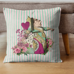 Colorized Vintage Wonderland Queen Throw Pillow