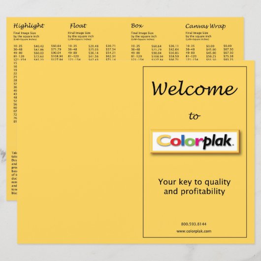 Colorplak pricing brochure (Front/Back)
