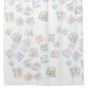 Colors 3D cubes Throw Pillow Shower Curtain