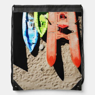 colors and shadows on the beach drawstring bag