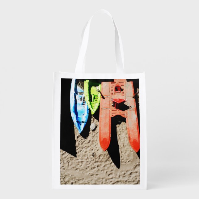 colors and shadows on the beach grocery bag (Back)