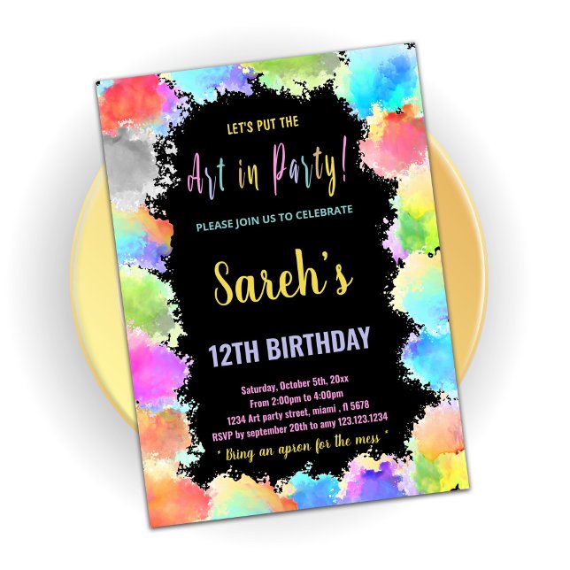 Colors Art in Party Paint Birthday Invitations (Creator Uploaded)