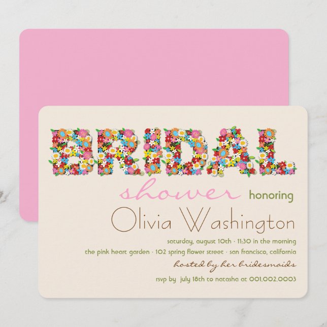 Colors Bridal Spring Flowers Bridal Shower Invite (Front/Back)