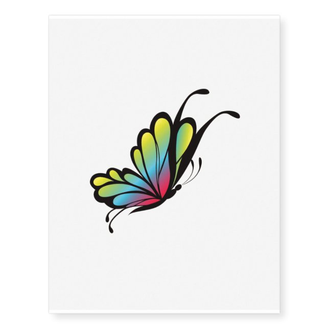 colors butterfly temporary tattoo (Front)