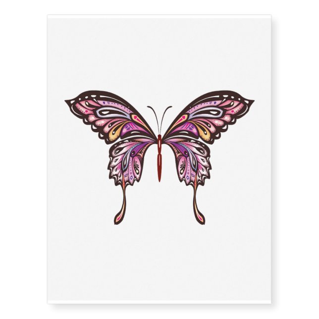 colors butterfly temporary tattoo (Front)