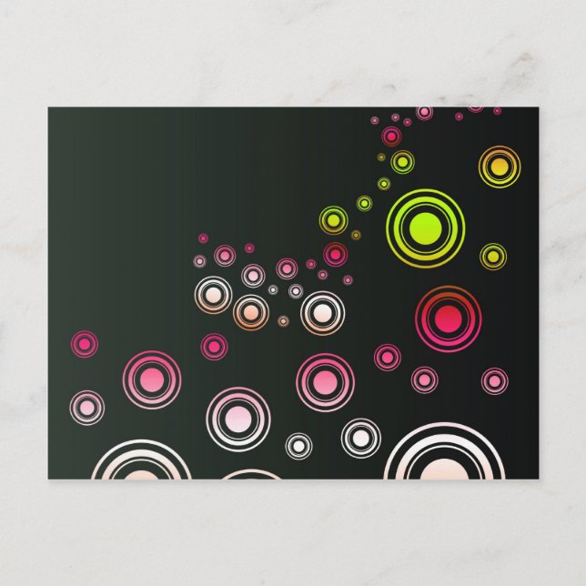 Colors Circle, Wall, Shapes Round, Art Style Dark Postcard (Front)