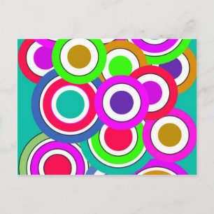Colors Circle, Wall, Shapes Round, Art Style Dark Postcard