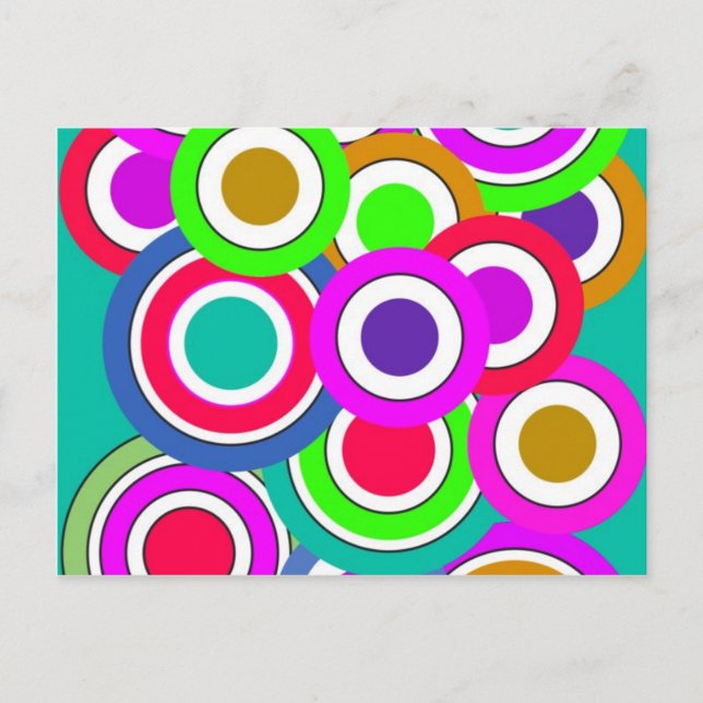 Colors Circle, Wall, Shapes Round, Art Style Dark Postcard (Front)