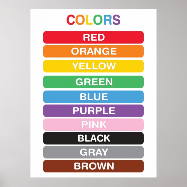 Colors Classroom Early Learning Poster (Front)