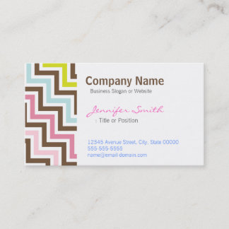 Colors Diagonal Zigzag Chevron Pattern Business Card
