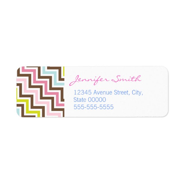 Colors Diagonal Zigzag Chevron Pattern Label (Front)
