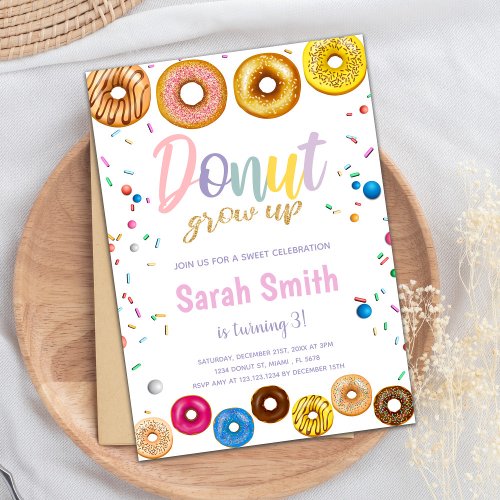 Colors Donut Birthday Invitations