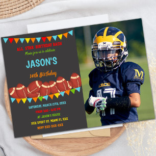Colors Flags Football Birthday Invitations w photo