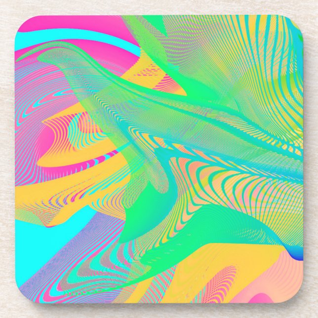 COLORS FLUO - Fractal Art - Beverage Coaster (Front)