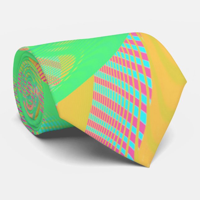 COLORS FLUO - Fractal Art - Neck Tie (Rolled)