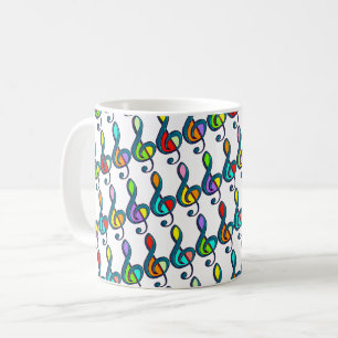 colors G clef Music Notes pattern Coffee Mug