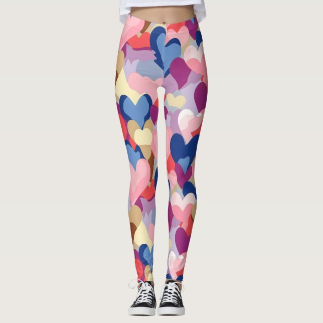 Colors Heart Pattern Leggings (Front)