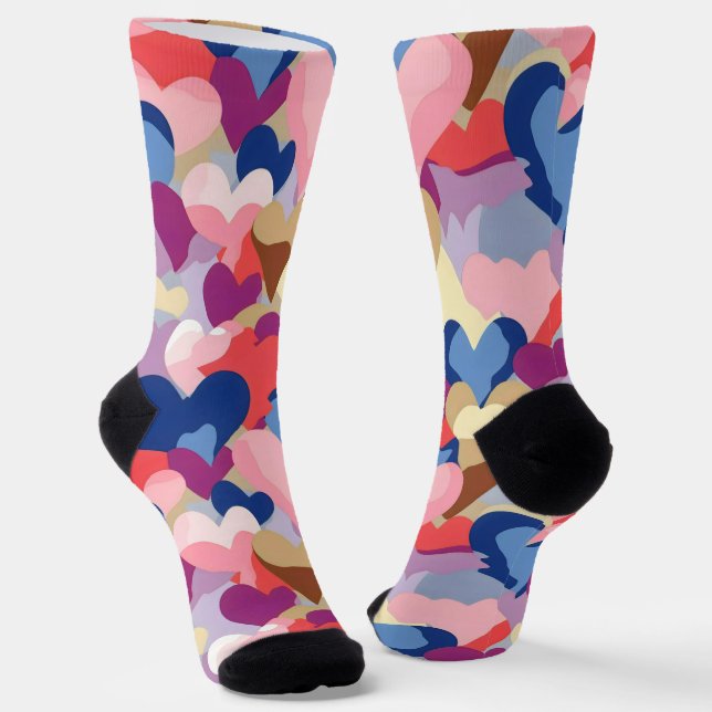 Colors Heart Pattern Socks (Angled)