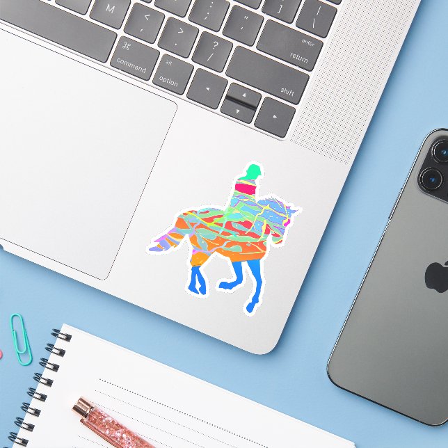 Colors Horse and Rider Sticker (Laptop w/ iPhone)