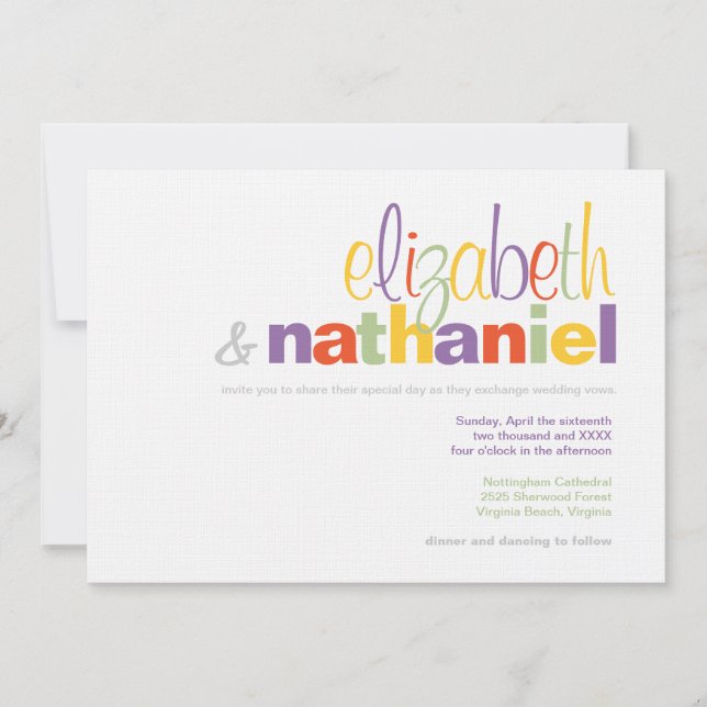 Colors: Modern Typographical Wedding Invitation (Front)