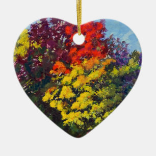 Colors of Autumn in Reds Purples Oranges Yellows Ceramic Ornament