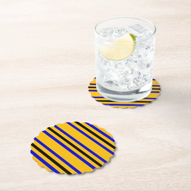 Colors of Barbados Flag Paper Coaster (Insitu)