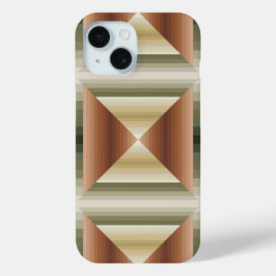 Colors Of Brown, Green And Tan Striped Pattern Art iPhone 15 Case