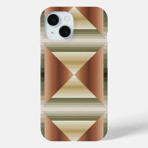 Colors Of Brown Green And Tan Striped Pattern Art iPhone 15 Case