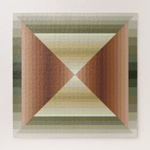 Colors Of Brown, Green And Tan Striped Pattern Art Jigsaw Puzzle