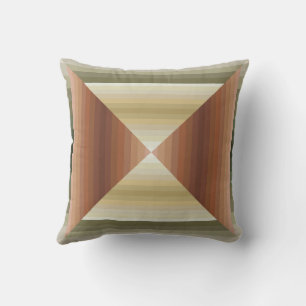 Colors Of Brown, Green And Tan Striped Pattern Art Throw Pillow