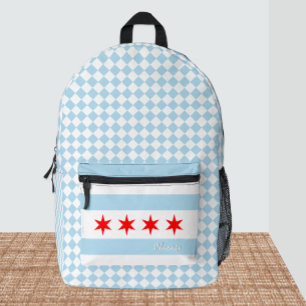 Colors of Chicago backpack, Chicago Flag Printed Backpack