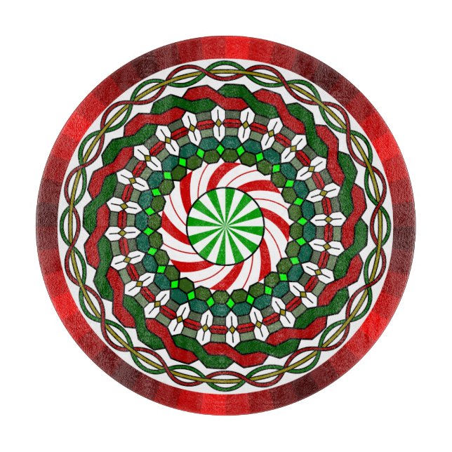 Colors of Christmas Glass Cutting Board (Front)