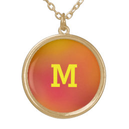 Colors of Fall Monogram Gold Finish Round Necklace