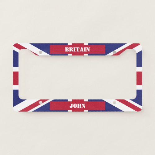 Colors of Great Britain Flag Add Your Name License Plate Frame