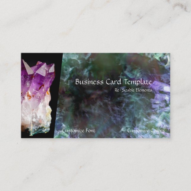Colors of Healing Stones Amethyst Business Card (Front)